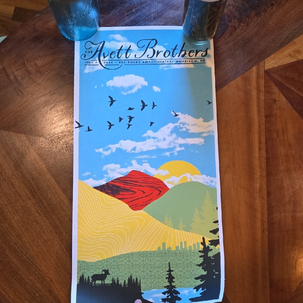 Avett Brothers Red Rocks  Limited Edition Screenprint Concert Poster